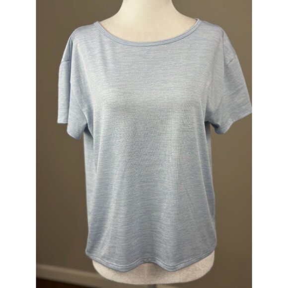 NEW Under Armour Womens HeatGear Loose Fit Blue T-Shirt Open Back Design Size S - Picture 2 of 6